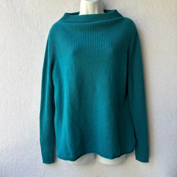 Sundance Kimia Cashmere Sweater Teal Mock Neck - Picture 1 of 6